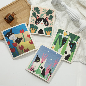 Paño de esponja de celulosa absorbente reutilizable de impresión personalizada paño de cocina sueco paños de limpieza - Product Image 3