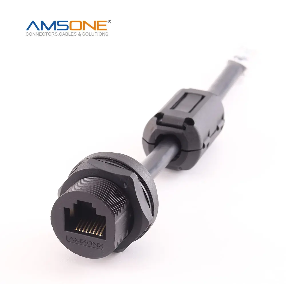 Amsone Panel Coupler kustom kualitas tinggi konektor eternet kepala kabel jaringan Rj45 tahan air