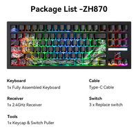 Clavier mécanique sans fil Zornher ZH870 à trois modes, clavier de jeu programmable RGB 2.4G pour PC Gamer Esports