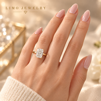 Bague de fiançailles solitaire en or jaune 14 carats avec diamant de laboratoire radiant 3 carats E VVS2, certifié IGI, personnalisable OEM ODM, vente en gros