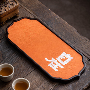 <b>Tea</b> <b>Tray</b> Set With Teapot Holder And Cups For Dry Brewing Home Use Elegant Chinese Style Orange Mat Dehua Origin - Product Image 3