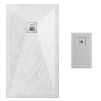 Receveur de douche rectangulaire antidérapant en résine de pierre avec drain central CUPC pour projets hôteliers - Vente en gros