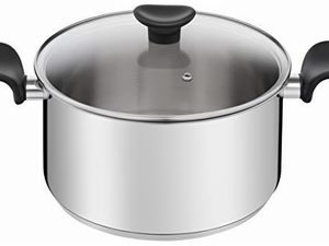 <strong>Tefal</strong> Dutch Oven 24 cm (5.3L) + Glass <strong>Lid</strong> All Heat Sources Including Induction Stainless Steel 10 Years Warranty Dishwasher Safe - Product Image 1