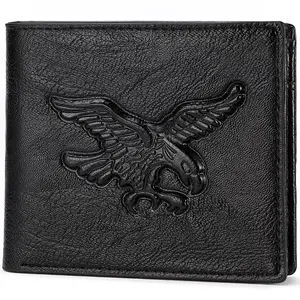 The most cheap men's card clip wallet hand embossed eagle pattern wallet