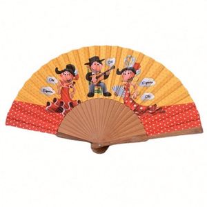 Factory Direct 23cm Portable Foldable Wooden Fabric Handheld Fans Custom Logo Advertising Promotion <b>Gift</b> - Product Image 4