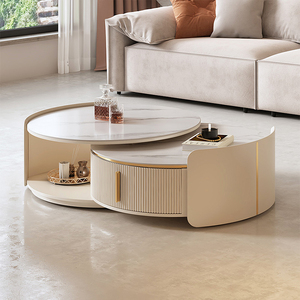 Bộ bàn ghế phòng khách gỗ sồi/bạch dương, bàn trà có thể thu gọn, màu sắc tùy chỉnh, dành cho khách sạn - Product Image 1