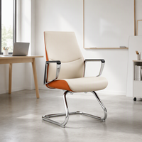 Chaise de bureau en cuir de style exécutif - Design contemporain avec cadre en forme d'arche électro-plaqué poli avec précision
