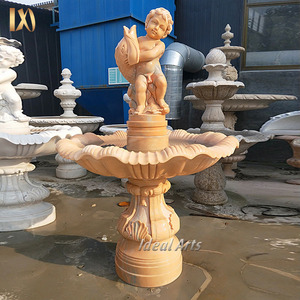 Outdoor Decor Hand Carved White Marble <strong>Cherub</strong> Garden <strong>Fountain</strong> for Sale - Product Image 2