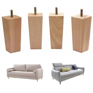 Factory Direct Cabinet Feet Straight Square Solid Wood Legs Bed Feet Wooden Legs For Sofa