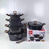 Lot de 10 casseroles carrées en granit antiadhésives effet marbre de 20-32 cm pour la restauration et l'équipement de cuisine - Achat en gros