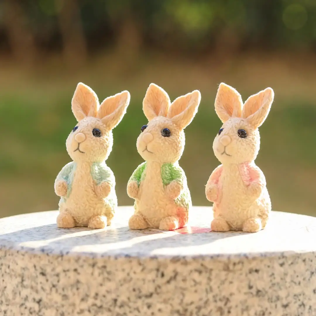 פסל ארנב מצויר וחמוד שרף ארנב אמנות חלקי קישוט קישוטי שולחן עבודה מתנות לפסחא