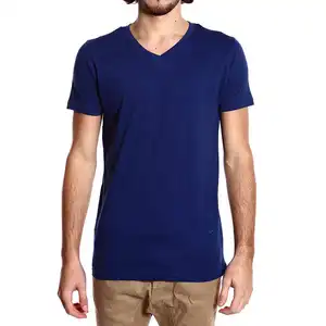 Men's Casual V-Neck T-Shirt Slim Fit Basic Blank 100% Cotton Washed and Screen Printed No Label