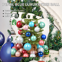Boules de Noël personnalisées en plastique écologique de haute qualité, couleur macaron, bleu nacré argenté, poudre de luxe