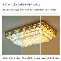 Lustre LED en cristal K9 de luxe pour la maison et l'hôtel, lumière ronde ou rectangulaire pour salle à manger et salon