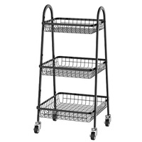 Chariot à roulettes multifonction en treillis métallique à 3 niveaux pour le rangement de la cuisine Chariot utilitaire en métal pour l'artisanat avec 2 roues verrouillables