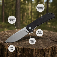Couteau tactique pliable, survie en plein air, autodéfense, camping, chasse, couteau en acier inoxydable, manche en lin, logo personnalisé T0058