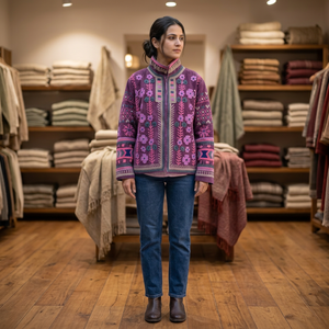 Veste bomber en velours épais, brodée à la main, style Suzani, écologique, respirante, séchage rapide, col montant, motif uni, pour femme. - Product Image 3