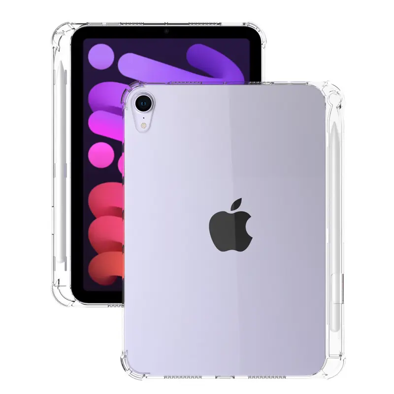 Flexible TPU Clear Cover Impact Resistant Shockproof Protective Bumper Shell Cover for iPad Mini 6 2021 Case With pen slot