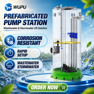Station <span class=keywords><strong>de</strong></span> pompage des <span class=keywords><strong>eaux</strong></span> usées préfabriquée intégrée, pompes submersibles GRP souterraines pour le drainage municipal, usine OEM - Product Image 1