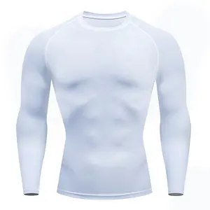 Camisas de compresión de alta elasticidad para hombre, ropa deportiva de compresión de manga larga de secado rápido, venta al por mayor