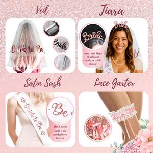 زينة حفلات الزفاف، بالونات، وشاح العروس، طوق رأس، خلفية للتصوير، مستلزمات لتزيين حفلات الخطوبة والزفاف - Product Image 4