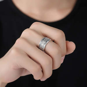 風水リングシルバーメッキ5人の皇帝コインオープンリング男性女性 - Product Image 5