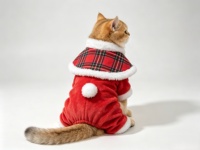 Combinaison de Noël pour animaux de compagnie, vente en gros d'usine, costume de Père Noël en peluche à carreaux rouges avec col en fourrure pour petits chiens et chats