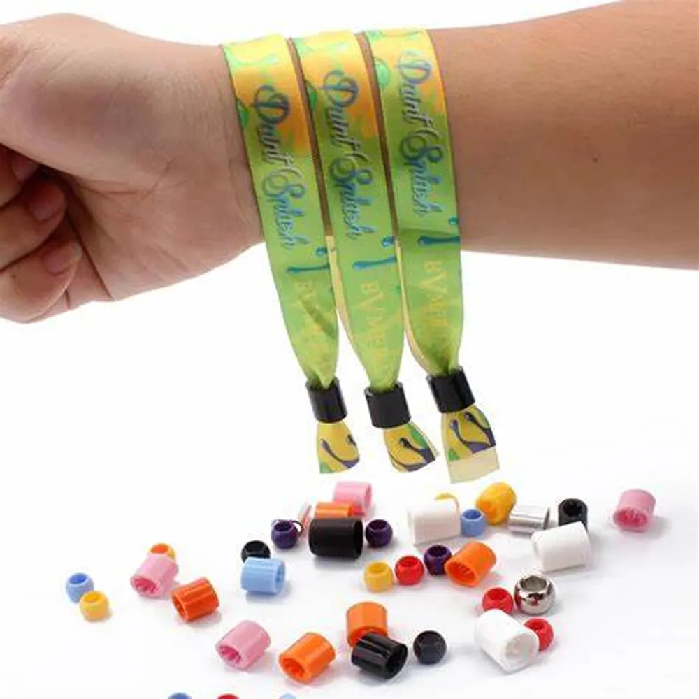 Customized Sliding Lock Wristband Fabric Ticket Event Satin Wristband Free To Design Logo