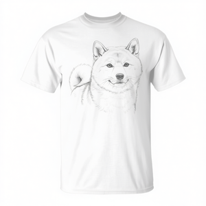 Camiseta Shiba Inu Blanca de Algodón con Cuello Redondo Unisex de Manga Corta con Diseño de Impresión Digital - Product Image 2
