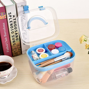 Transparent Cosmetic Organizer With Lid And Handle <b>Plastic</b> Makeup <b>Storage</b> Box Desktop Organizer For Beauty Tools And Cosmetics - Product Image 3