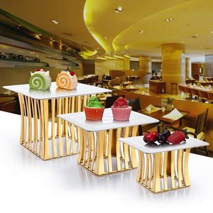 Serving Buffet Risers Set Modern Golden Stainless Steel Display <strong>Marble</strong> <strong>Stands</strong> Cup <strong>Cake</strong> Dessert Table <strong>Stand</strong> for Wedding - Product Image 3