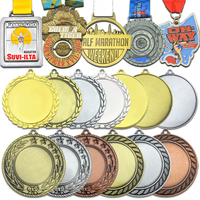 Medallas deportivas de metal personalizadas, colgador de cinta de bronce dorado y plateado, trofeos y placas