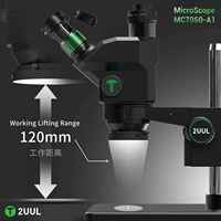 Microscopio Trinocular 2UUL MC7060-A1 con Base Grande para Reparación de Placas Base de Teléfonos Móviles, Microscopio con Zoom de 7-60X para Soldadura de PCB