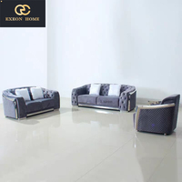 Ensemble de canapés en tissu italien haut de gamme, style luxe léger, avec boutons décoratifs, design créatif pour salon de villa, canapé de luxe