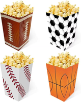 Kit de 6 boîtes à popcorn pour fête de football et rugby - Matériaux recyclés écologiques, pelliculage mat, auto-érection