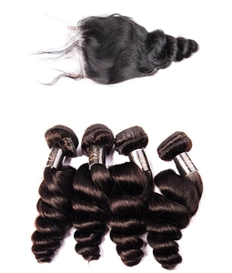แสงแดด Peruvian Virgin Hair Hair WAVE <span class=keywords><strong>3</strong></span> รวมกลุ่มกับลูกไม้ปักด้านหน้าผู้หญิงหลวม WAVE สานผม CURLY - Product Image 6
