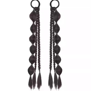 Extensiones de cabello trenzadas de calabaza sintética para mujer, estilo cola de caballo, color marrón natural, resistentes al calor, para festivales de música - Product Image 3
