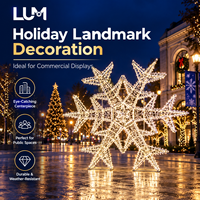 Schneeflocken-Lichtskulptur 2m Hoch mit LED-Beleuchtung und Lackiertem Aluminiumrahmen für Weihnachtsmotiv-Beleuchtung