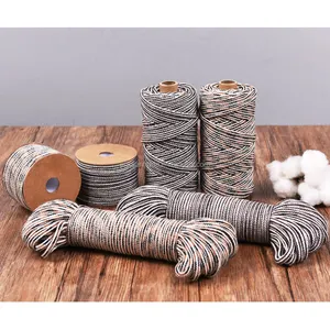 Eco Friendly Dyeing Brunet Series Gray Black 5.0MM Braid Macrame Cord Braid Cotton Rope Sell by Rolls