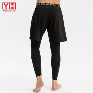 Custom Gym Fit Shorts Training Shorts With Pocket 2 IN 1 Sport Yoga Nylon Men Slim Jogger Pants