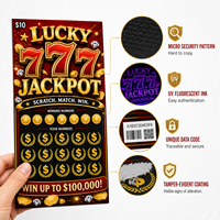 Billets de loterie à gratter personnalisés Lucky 777, cartes de jeu promotionnelles anti-contrefaçon avec impression sécurisée, vente en gros