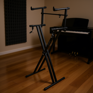 Soporte para teclado de 2 niveles, estilo doble X, ajustable, metálico, para piano eléctrico, soporte para instrumentos musicales - Product Image 2