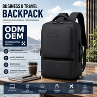 Ransel Laptop Pria Berkualitas Tinggi Tahan Lama Motif Geometris Logo Kustom Mahasiswa Bisnis Perjalanan Port USB Poliester