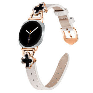 <span class=keywords><strong>Bracelet</strong></span> de <span class=keywords><strong>montre</strong></span> en <span class=keywords><strong>cuir</strong></span> véritable 40/44 mm avec adaptateur style trèfle à quatre feuilles et extrémité pointue pour Samsung Watch 8, pour smartwatch <span class=keywords><strong>femme</strong></span> - Product Image 5