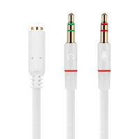 Câble audio stéréo 3,5 mm TRRS 4 pôles plaqué or en PVC, adaptateur femelle vers double mâle pour ordinateur, smartphone, écouteurs et casque