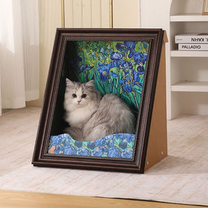 Cama para Gatos con Diseño de Pintura al Óleo de la Mona Lisa, Marco de Cartón Corrugado, Efecto Tridimensional Creativo, Patrón Sólido - Product Image 5