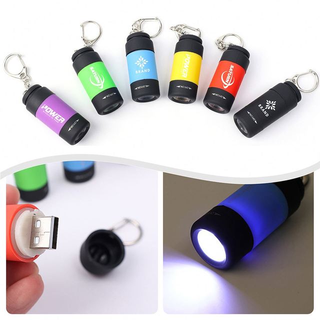 Hot Sale Custom Logo Blacklight UV Keychain USB Rechargeable Mini Torch Light Promotional Gift Flashlight