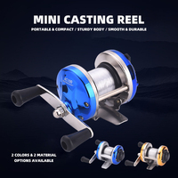 KOMCAMCIS Mini 3.0:1 Ratio 3KG Frein 1BB Moulinet à tambour métallique double aile avant gauche/droite pour la pêche sur glace