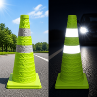 Cône de signalisation rétractable et pliable vert de 45 cm, portable et réfléchissant, pour les urgences automobiles et la signalisation routière