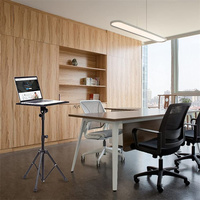 Trípode Estable para Proyector con Soporte Adicional para Teléfono, Soporte de Piso para Laptop de Metal Resistente, Altura Ajustable para Escenario/DJ